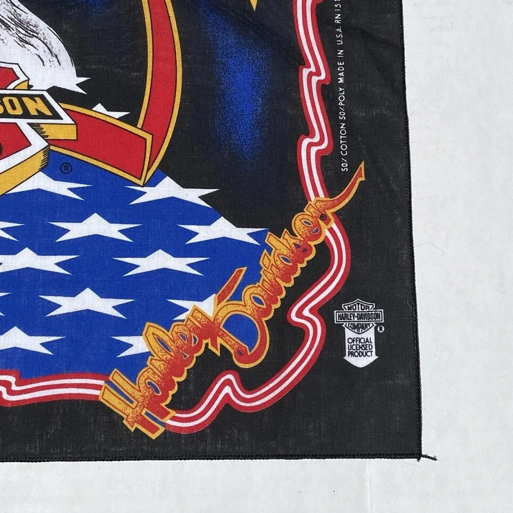 New VTG Harley Davidson Scarf Bandanna Eagle Flag 21
